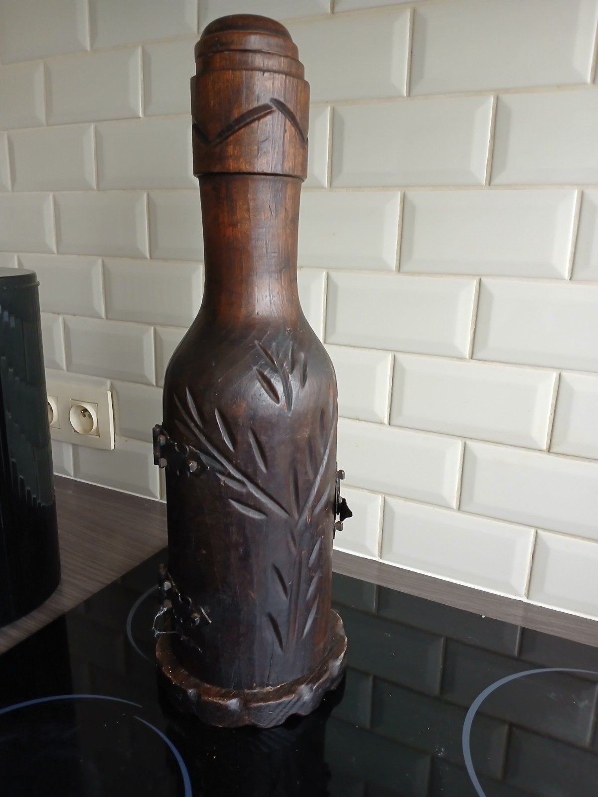 Houten fleshouder, Antiek en Kunst, Curiosa en Brocante, Ophalen
