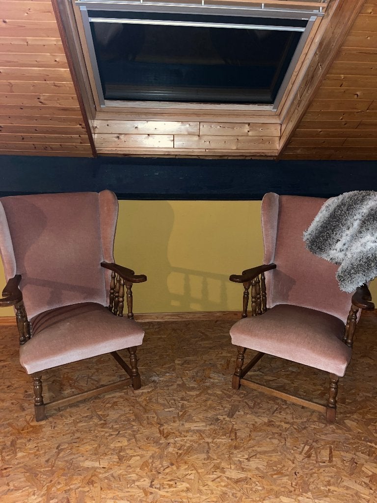 2 roze fluwelen zetels, Huis en Inrichting, Ophalen