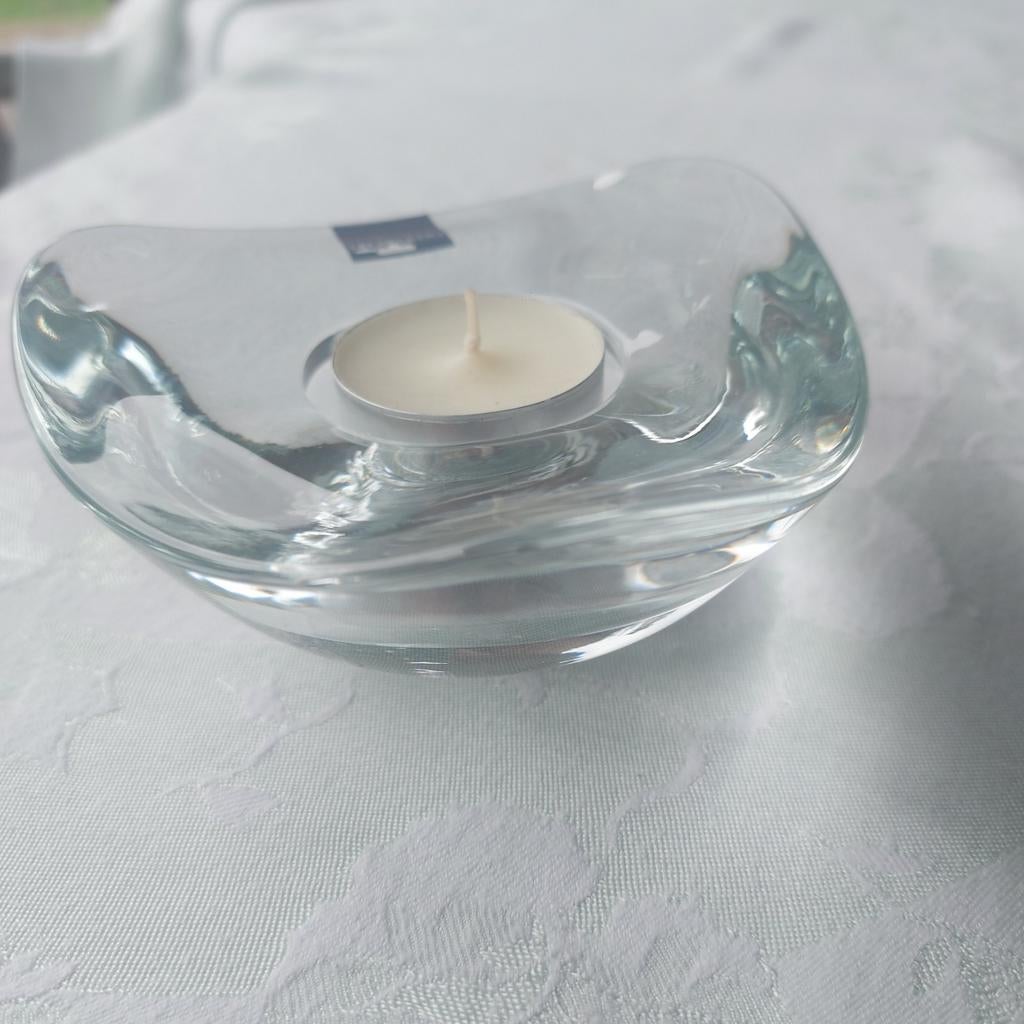 Leonardo/zwaar glas kandelaar/vr waxinelichtje of kaars, Ophalen of Verzenden
