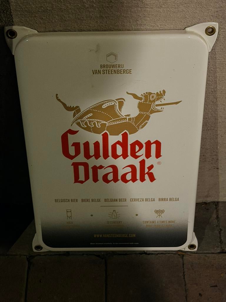 Emaille bord Gulden  Draak, Ophalen of Verzenden, Reclamebord