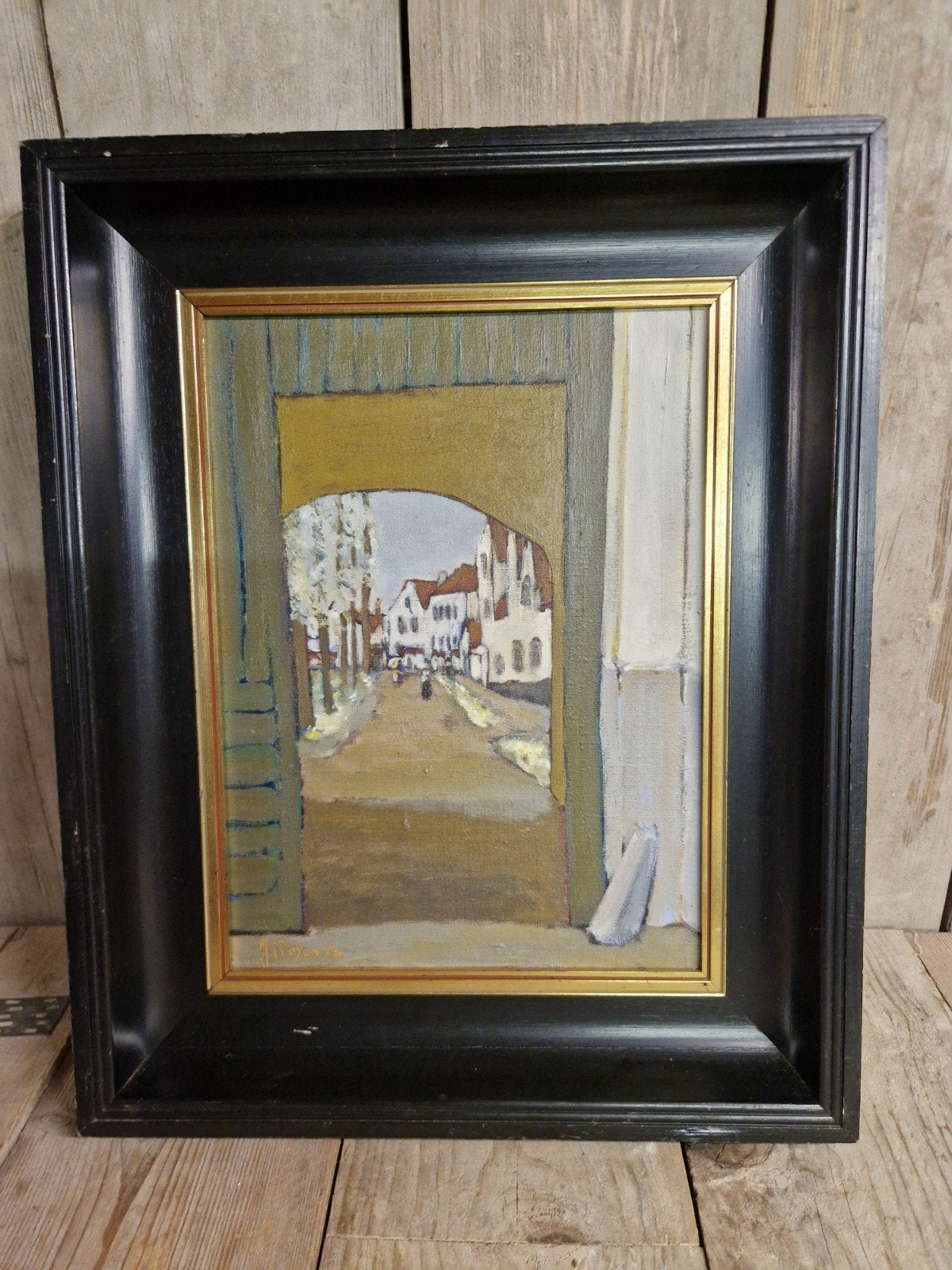 Begijnhof Brugge olie op doek Gesigneerd, Ophalen of Verzenden