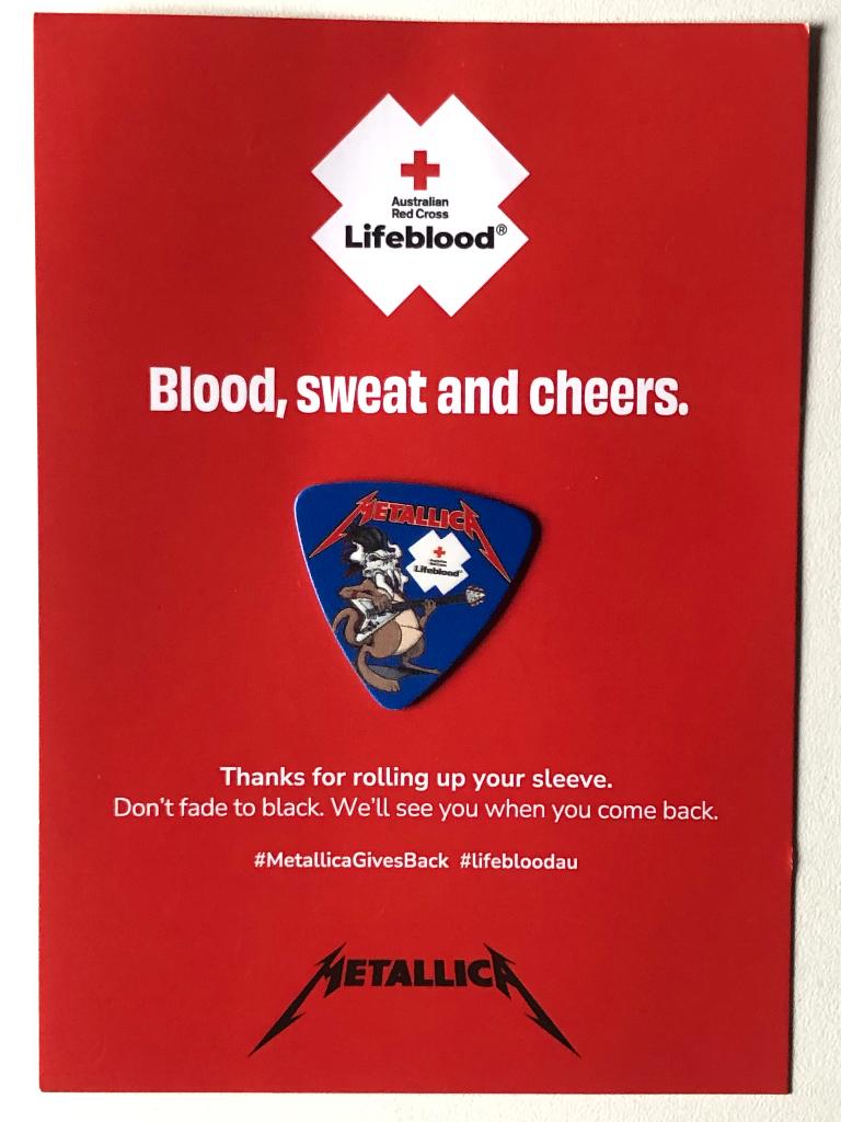 Metallica ultra rare Australian blood giving  plectrum, Ophalen of Verzenden, Nieuw in verpakking