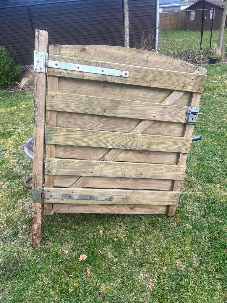 Tuinpoortje poort hek hout met beslag, Enlèvement, Comme neuf, Bois