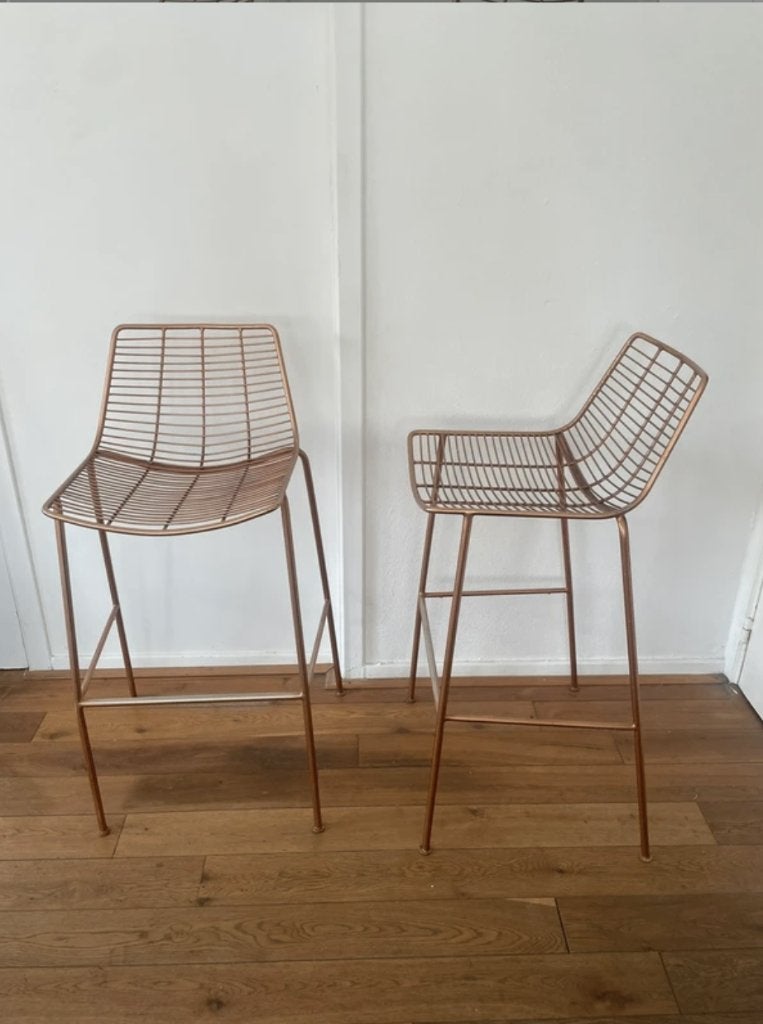 Lot de deux tabourets - acier cuivré, Huis en Inrichting, Krukjes, Gebruikt, IJzer, Ophalen