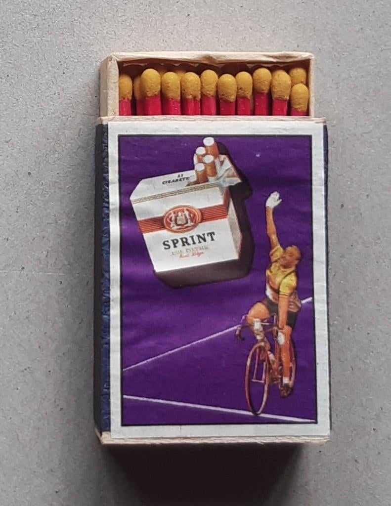 OUD LUCIFERDOOSJE SPRINT SIGARETTEN WIELRENNEN WIELRENNER, Verzamelen, Verzenden
