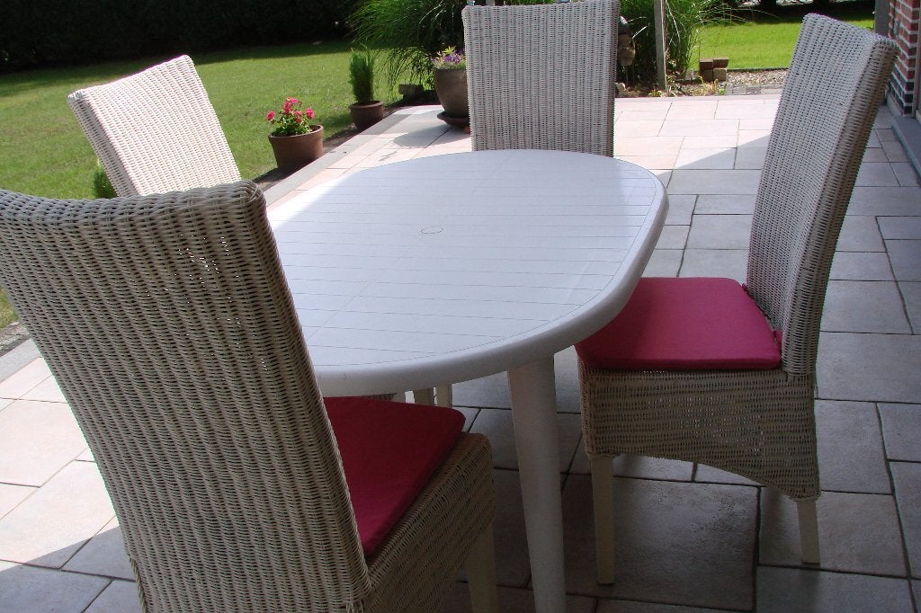 4 tuinstoelen: rotan wit, Tuin en Terras, Ophalen, Zo goed als nieuw, Rotan