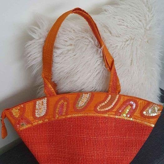 NEUF !! Sac à main ou de plage orange à sequins, Enlèvement, Neuf, Orange, Autres types