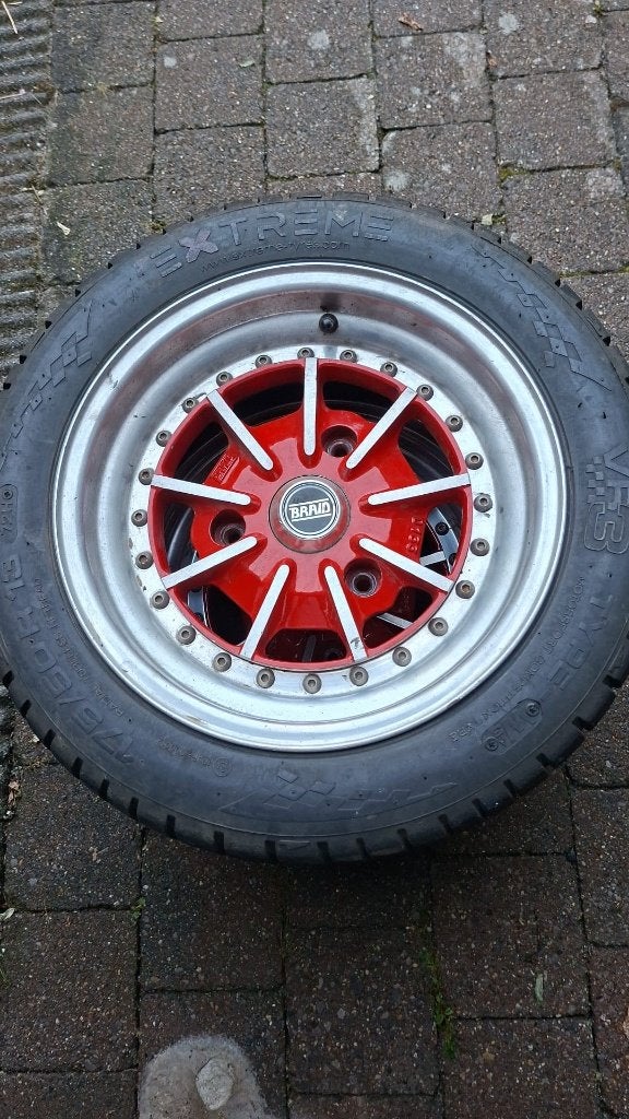 6x 3delig braid R5 Alpine gr2 velgen incl slicks 17/50/13, Auto-onderdelen, Banden en Velgen, Ophalen, 13 inch, 175 mm, Banden en Velgen