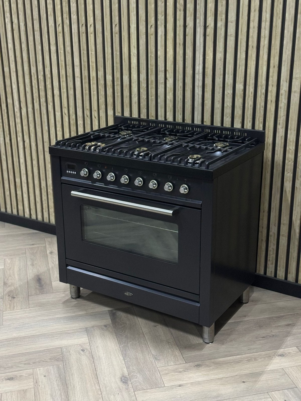 Boretti Zwart 90cm Gas 6 pits + Multifunctionele Oven, Enlèvement ou Envoi, Gril, Gaz