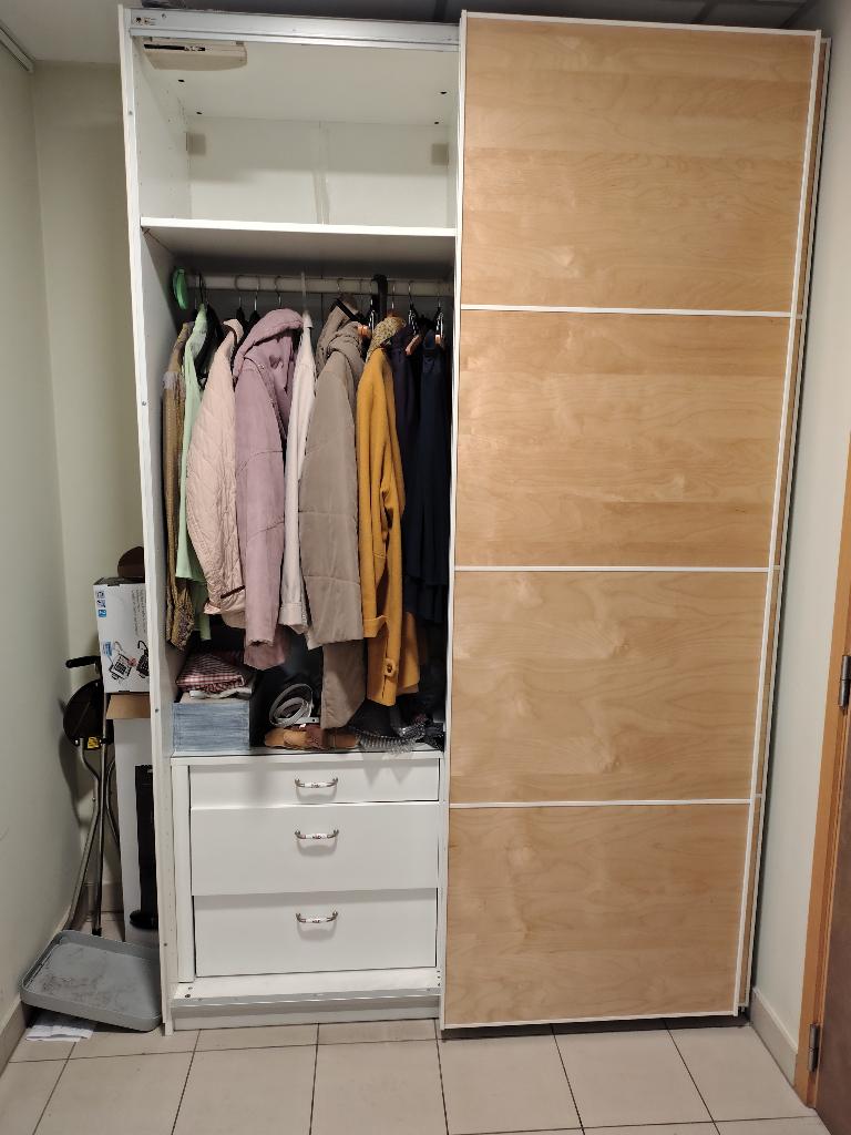 kleerkast met schuifdeuren van Ikea, Gebruikt, 100 tot 150 cm, 200 cm of meer, 50 tot 75 cm