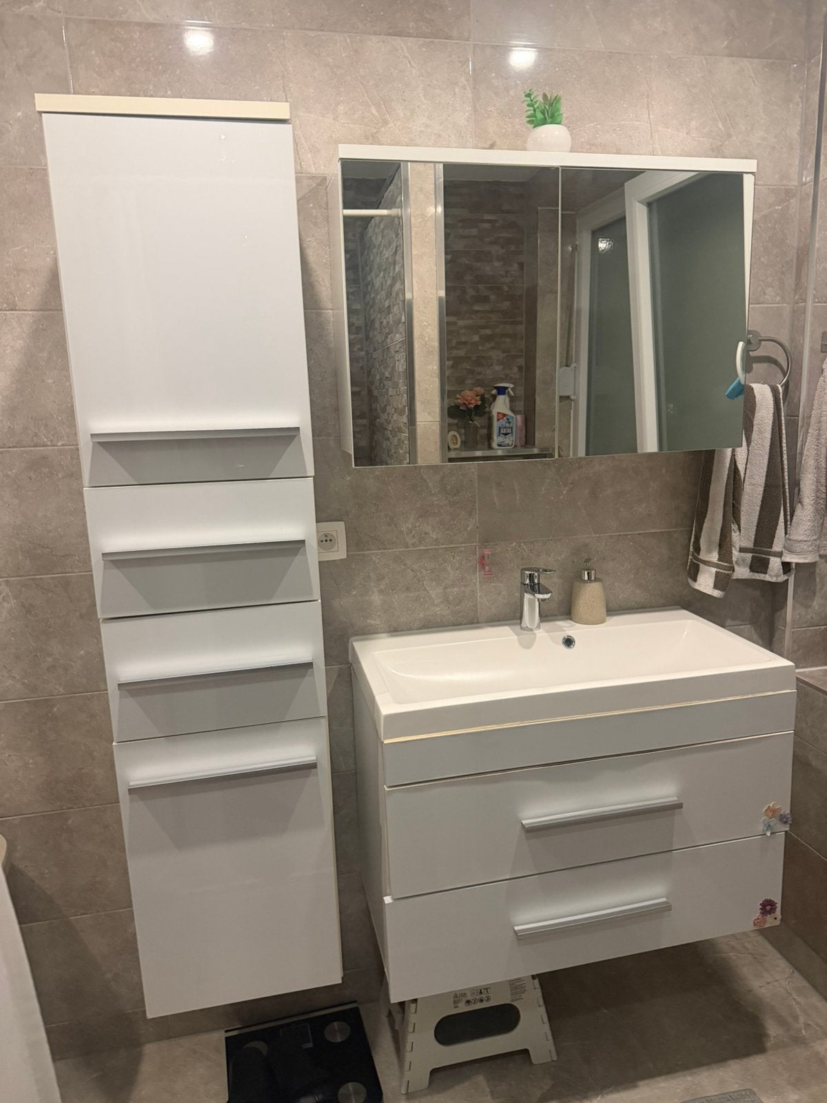 Ensemble d'armoires de salle de bain à vendre, Maison & Meubles, Enlèvement, Comme neuf, Armoire à miroir