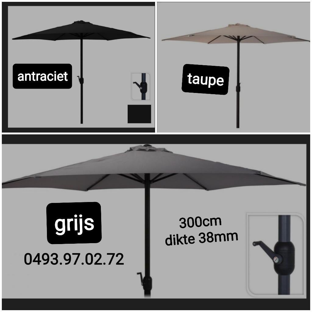 nieuwe stok parasols 3m in verschillende kleuren beschikbaar, Ophalen, Nieuw, Kantelbaar