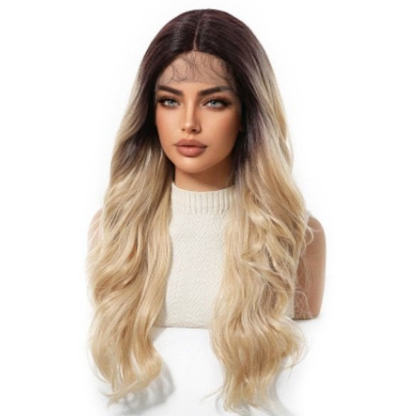 Swiss lace front pruik lang blond haar zonder pony model Min, Verzenden, Nieuw