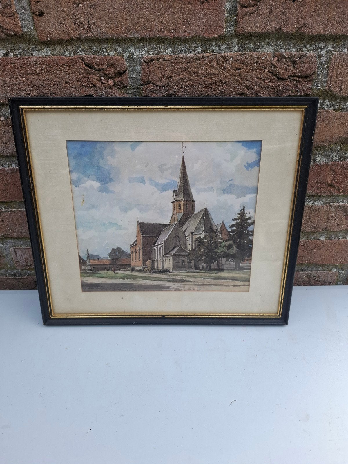 aquarel Herman Verbaere - Eksaarde, Enlèvement ou Envoi, Aquarelle