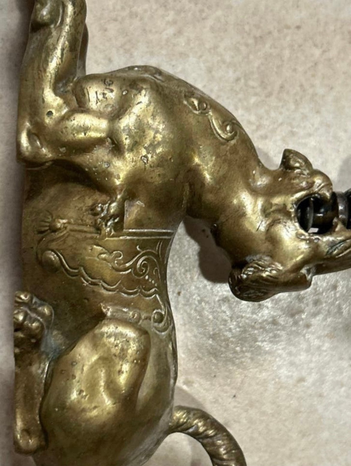 Bougeoirs bronze lionne, Ophalen of Verzenden, Brons