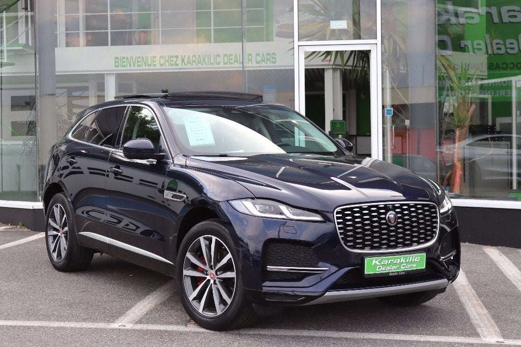 JAGUAR F-PACE D165 AWD SE TOIT PANO FACELIFT FULL OPTIONS, Auto's, Jaguar, 1998 cc, 4 cilinders, 1991 kg, Blauw
