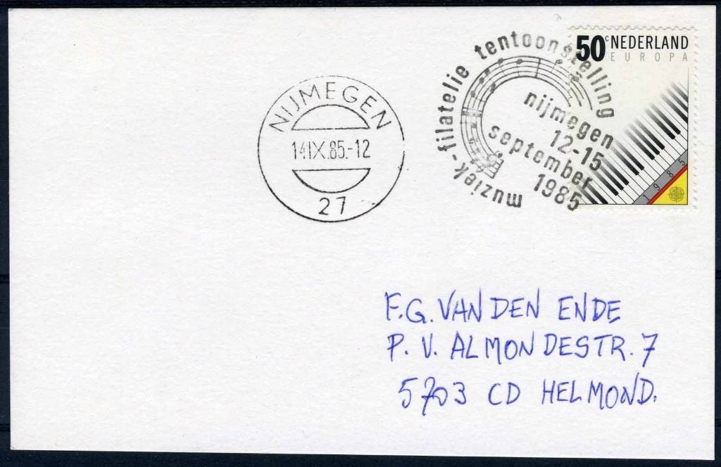 NEDERLAND Muziek - filatelie tentoonstelling Nijmegen, Verzenden, Na 1940, Gestempeld