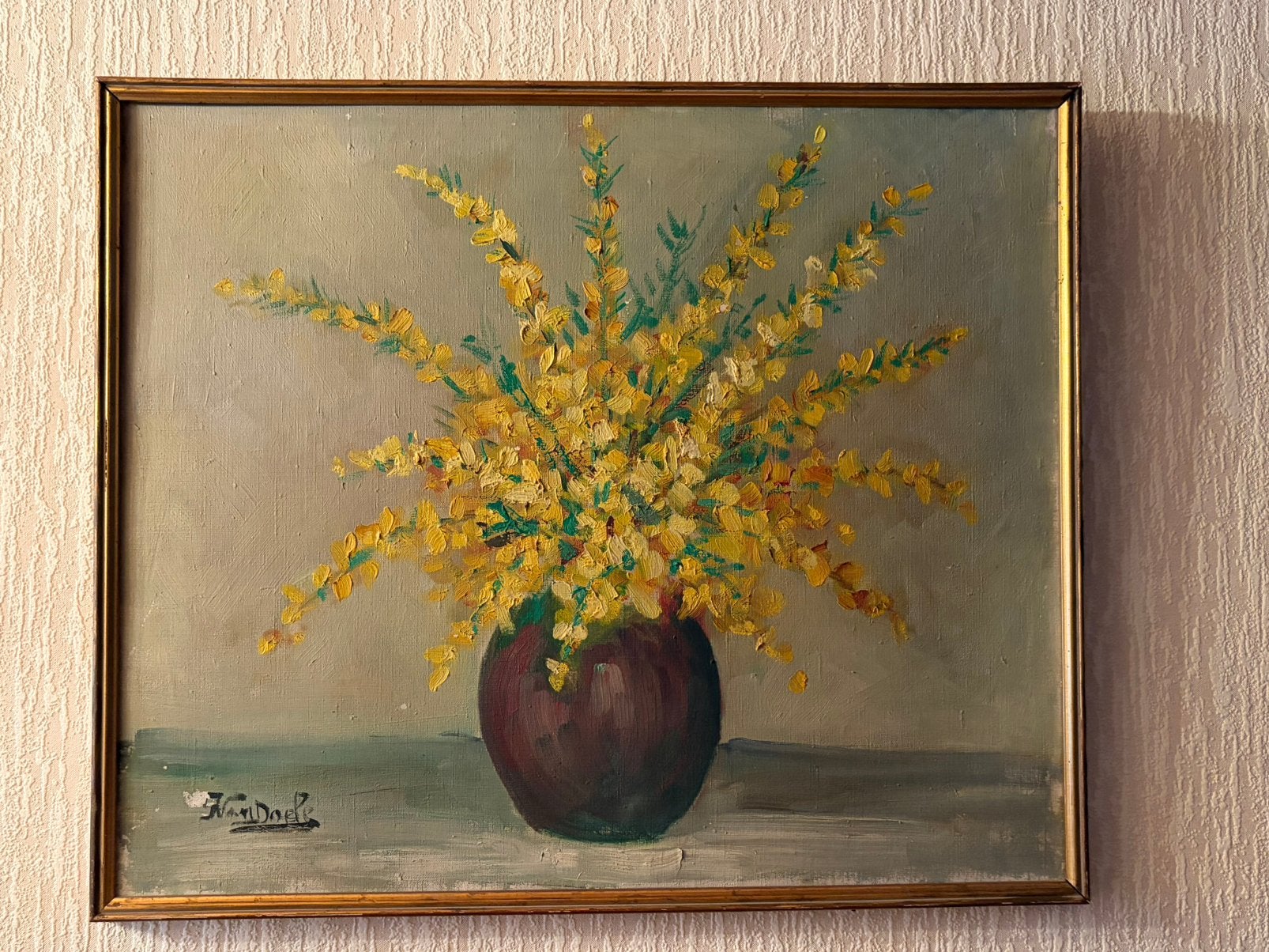 Postimpressionitisch schilderij-olieverf op doek 62 x 52 cm, Ophalen, Olieverf, Doek