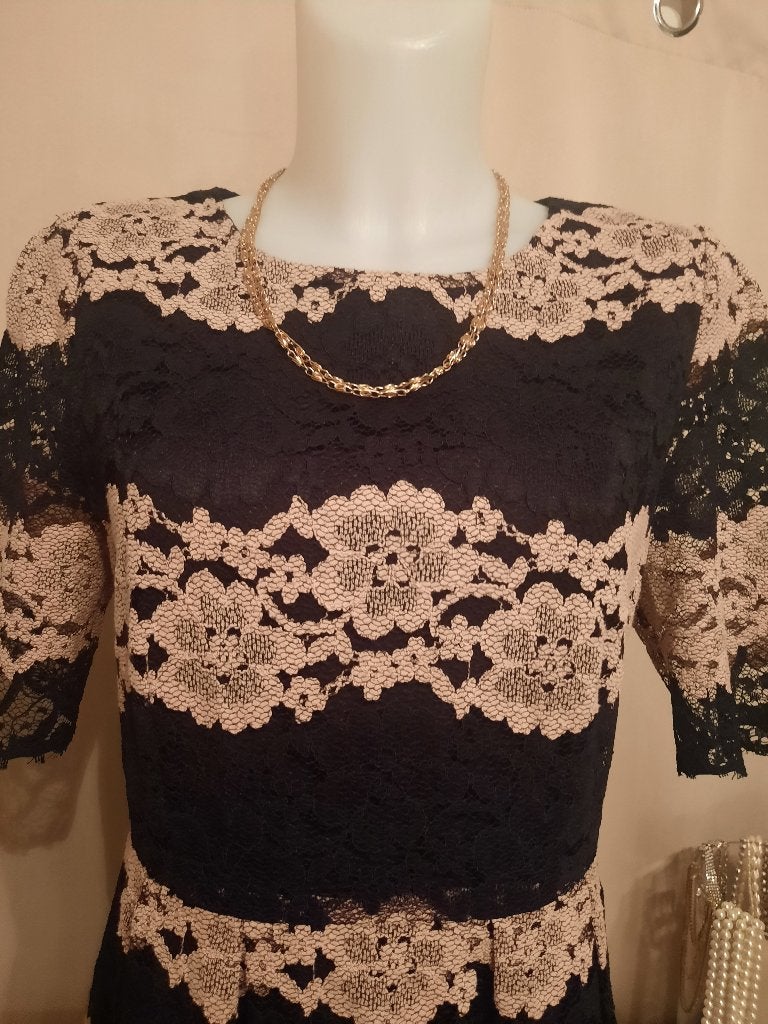 Mooi zwart kleedje in kantlook/feest, Zwart, Maat 42/44 (L), Frnch, Ophalen of Verzenden