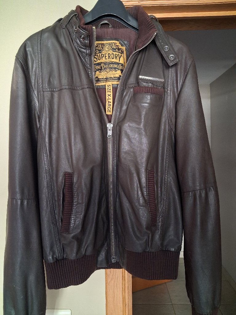 Lederen jas bruin, Kleding | Heren, Ophalen, Bruin, SuperDry, Maat 56/58 (XL)