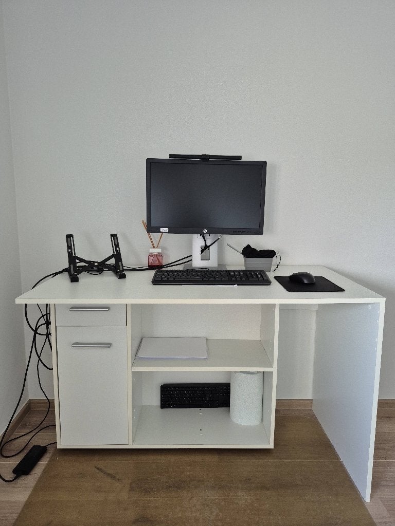 Burau, Bureau d'ordinateur, 120 cm, Avec tiroirs, Comme neuf