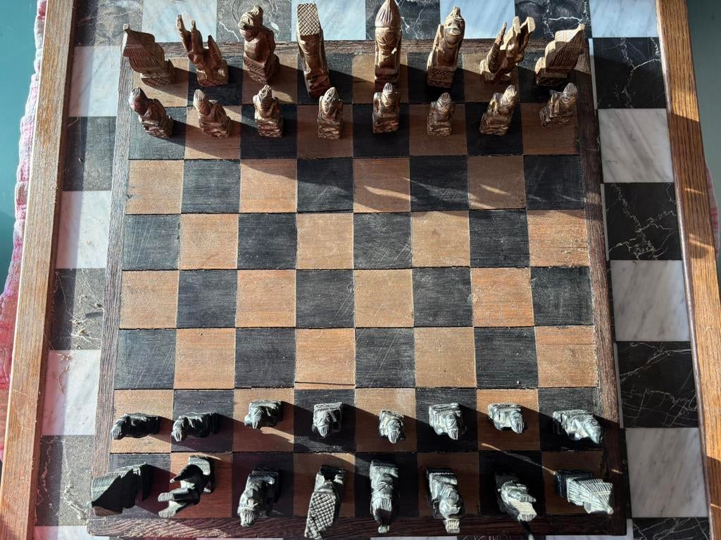 Hand gemaakt schaakspel vanuit Afrika, Antiek en Kunst, Ophalen