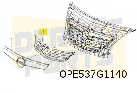 Opel Meriva B (7/10-3/17) (-2/14) afdekking grille chrome (v, -, -, Opel, Nieuw