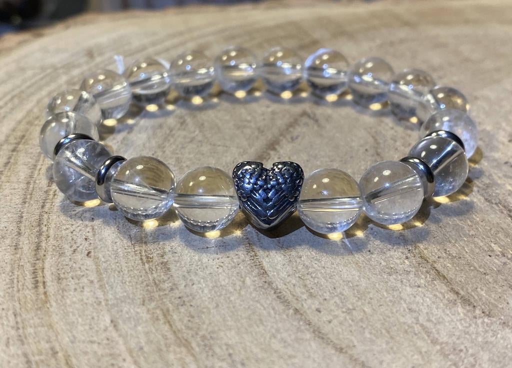 Superbe bracelet en cristal de roche avec cœur ️, Bijoux, Sacs & Beauté, Bracelets, Neuf, Blanc, Avec bracelets à breloques ou perles