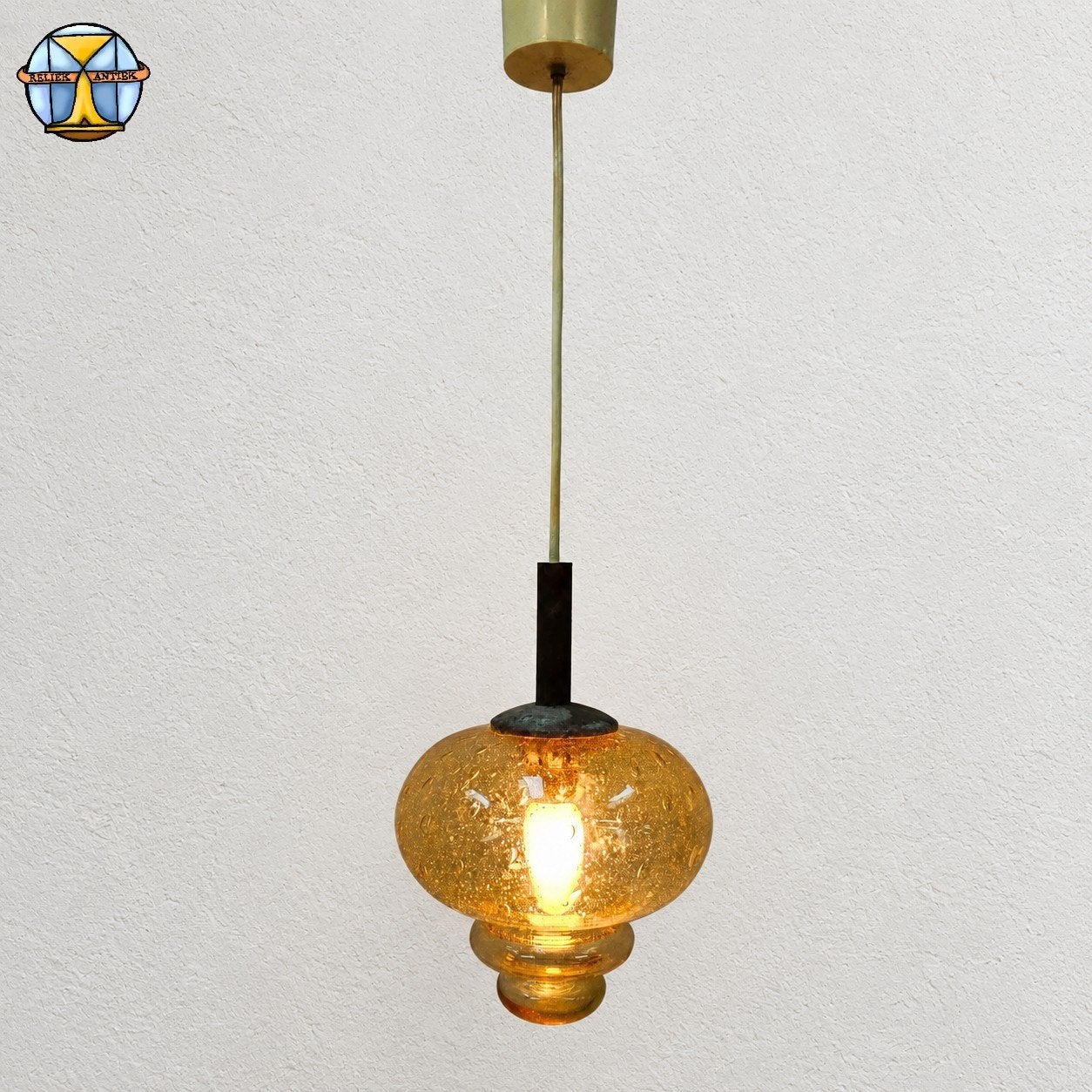 Lampe suspendue vintage en verre (verre à bulles) des années, Maison & Meubles, Lampes | Suspensions, Enlèvement ou Envoi, Verre