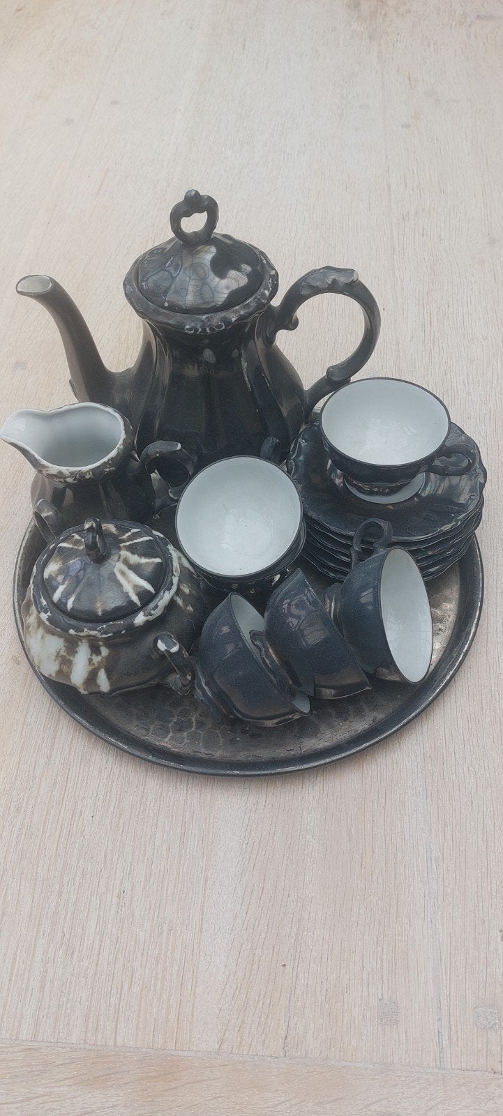 retro thee/koffie servies ongeveer 100j oud, Antiek en Kunst, Antiek | Servies los, Ophalen