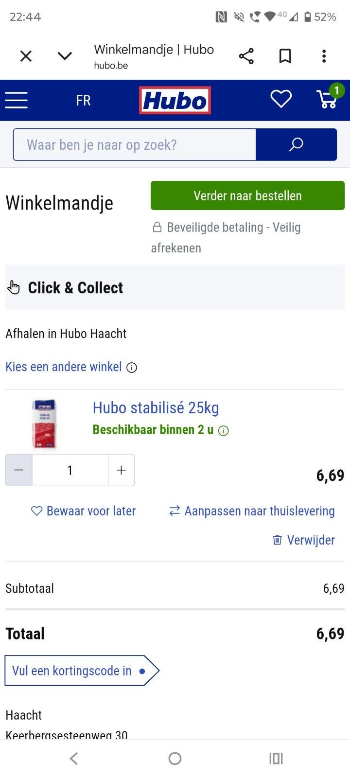 Stabilisé Hubo, zakken van 25kg, Bricolage & Construction, Enlèvement