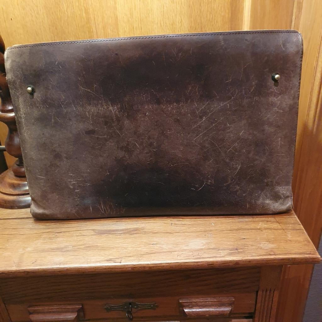 Oud lederen  dokumenten tas, Ophalen of Verzenden