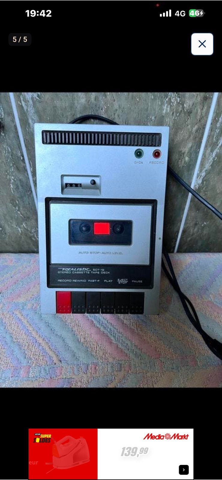 Ancien lecteur cassette, Enlèvement ou Envoi