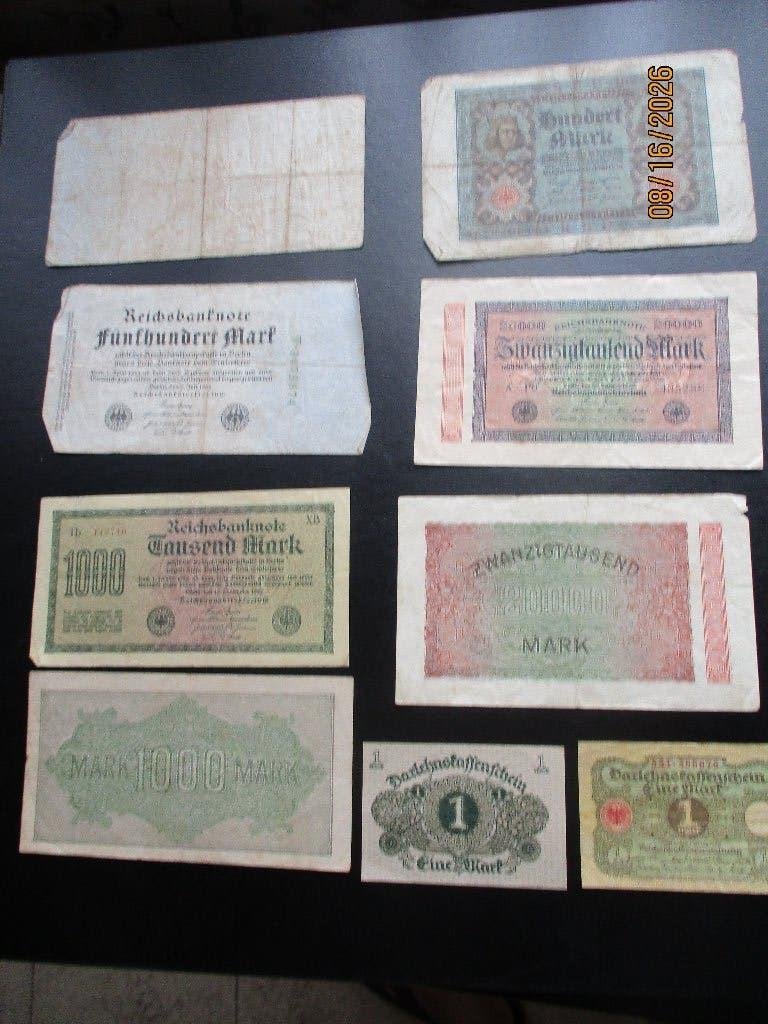 Première Guerre mondiale : Lot de billets allemands, Envoi