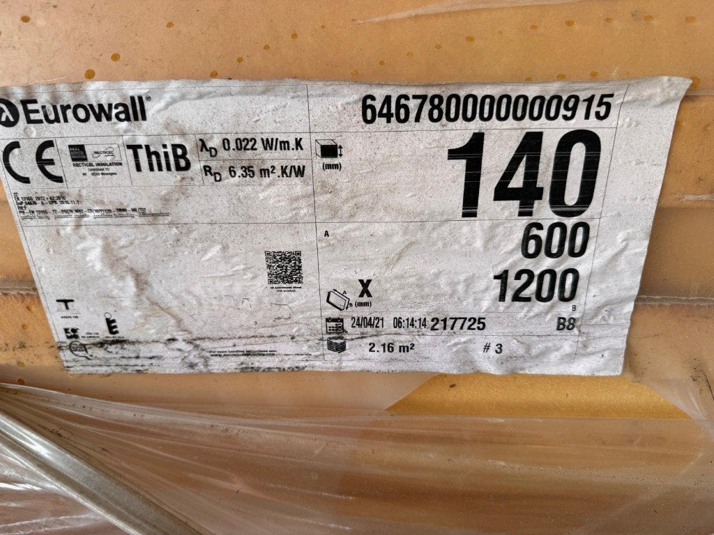 Isolatie Eurowall 140 dikte, Ophalen, 12 cm of meer, Nieuw, Hardschuim (Pir)