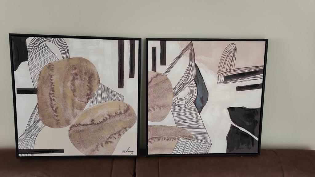 2 abstracte canvassen, Huis en Inrichting, Ophalen