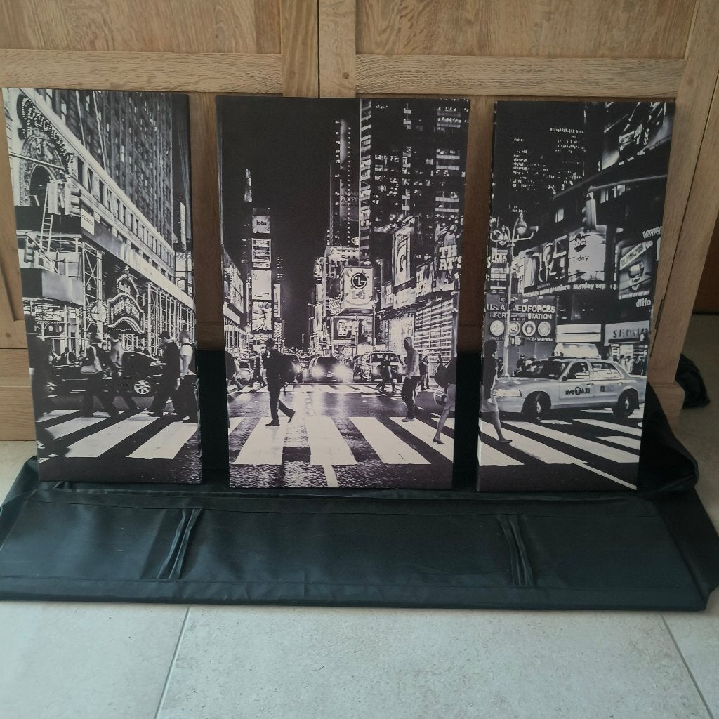 NY Times square canvas 3 luik, Huis en Inrichting, Ophalen, Zo goed als nieuw, 75 tot 100 cm, 50 tot 75 cm
