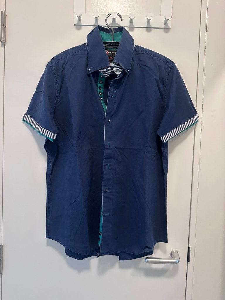 Overhemd met korte mouwen voor heren, 7 Camicie, Blauw, Ophalen of Verzenden, Halswijdte 41/42 (L)