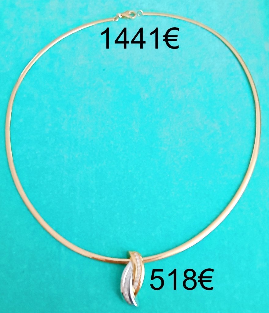 Collier semi-rigide "Oméga" + pendentif en or 18K, NEUFS, Neuf, Enlèvement ou Envoi, Or, Or