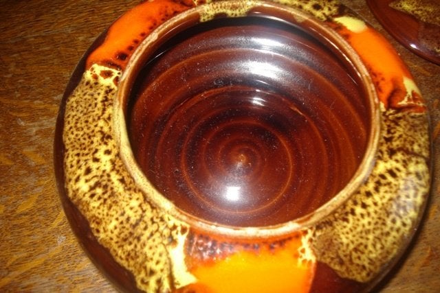 vintage bonbonnière met deksel  handmade begin jaren '70, Enlèvement