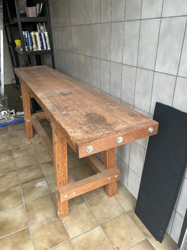 Werkbank meranti hout, Ophalen, Gebruikt, 170 cm of meer