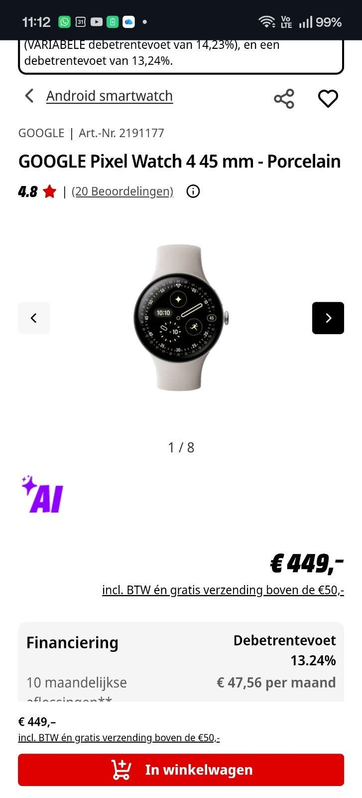 Nieuwste Google pixel 4 Porcelain, Enlèvement