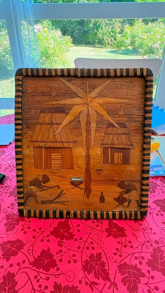 Tableau zaïrois en marqueterie de paille, Enlèvement ou Envoi, Comme neuf, Tableau d'affichage