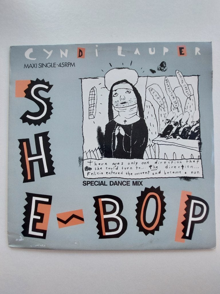 Cyndi Lauper - She Bop (1984 - Maxi Single 45 tours), Enlèvement ou Envoi, Comme neuf, Avec pochette intérieure, Électronique