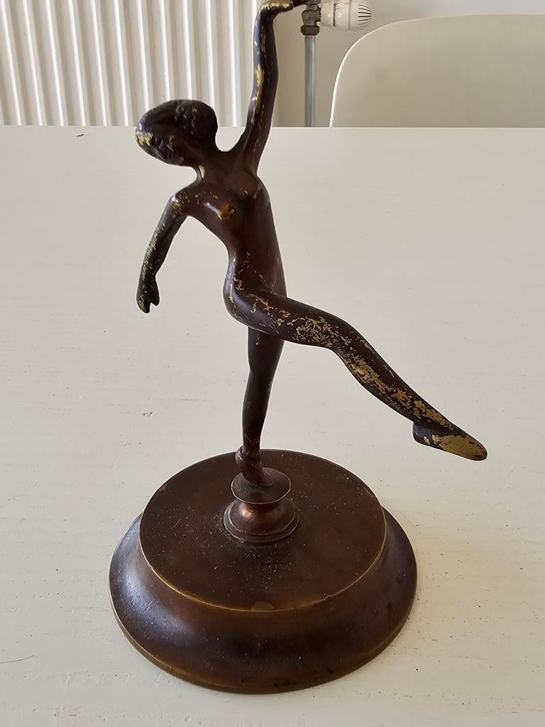 Art Deco bronzen beeldje van een danseres, vaak gemonteerd o, Antiek en Kunst, Ophalen of Verzenden