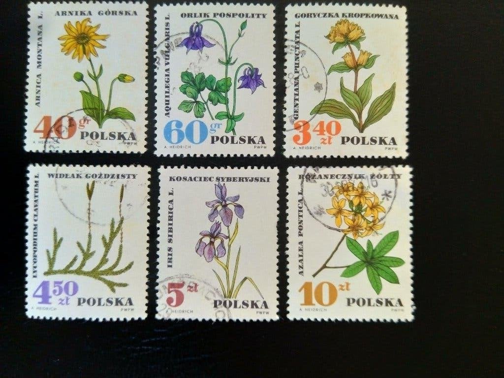 Bloemen Polen 1967, Verzenden, Gestempeld, Dier of Natuur