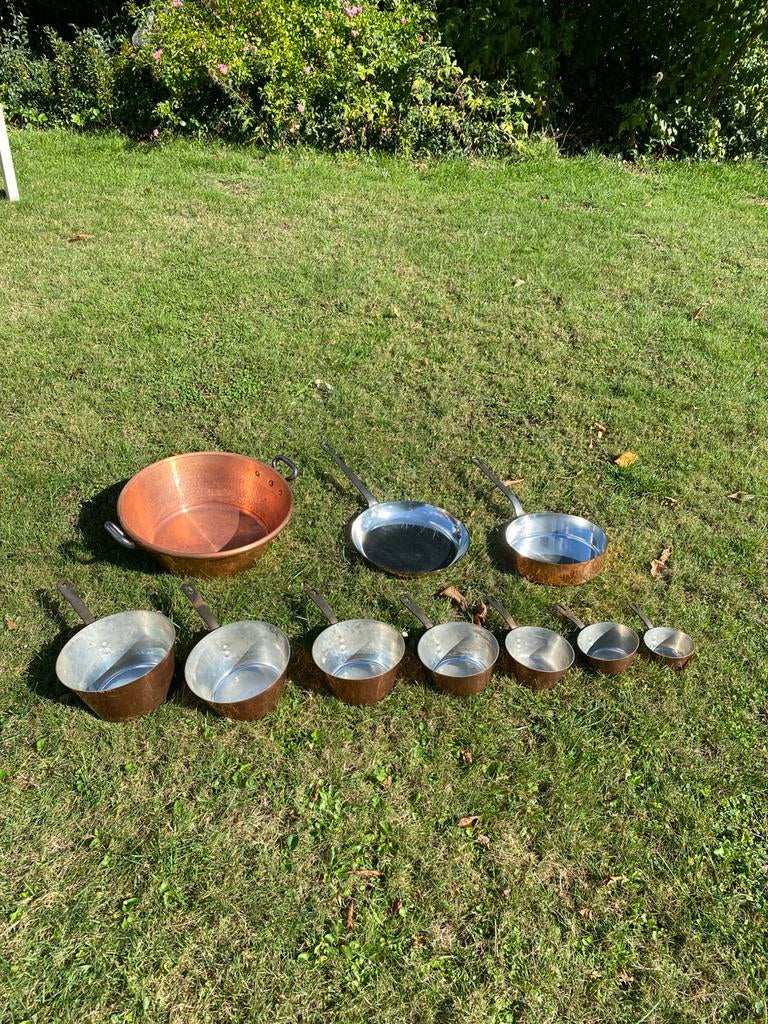 Koperen ovenschotelset/jammaker, Huis en Inrichting, Ophalen, Zo goed als nieuw, Overige materialen, Pannenset