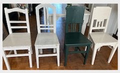 4 Hongaarse eetkamerstoelen wit vintage, Ophalen