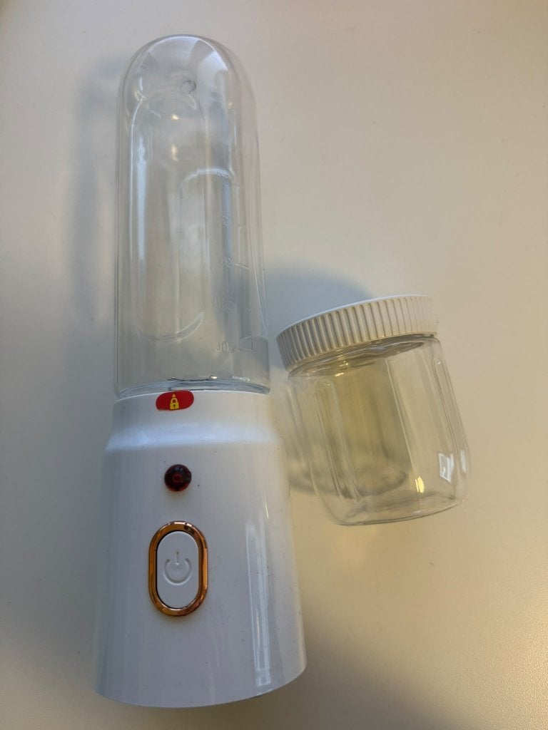 Witte draagbare oplaadbare blender (450 ml.), Ophalen of Verzenden, Zo goed als nieuw, Blender