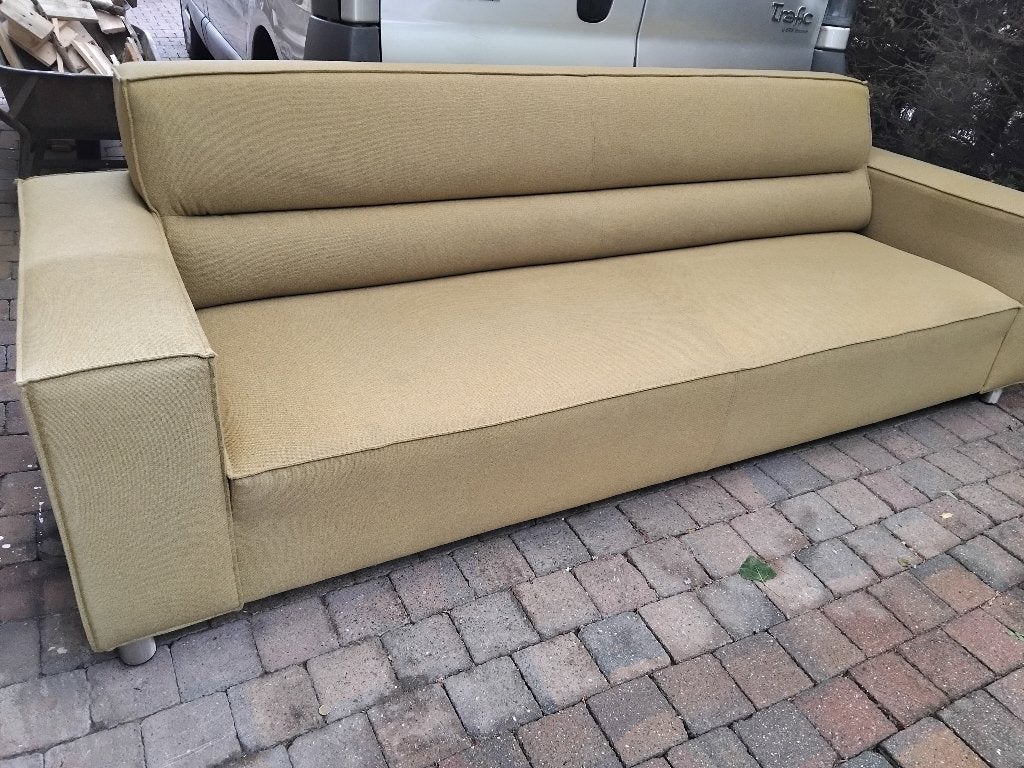 zetel 3 zit olijfgroen 265 cm, Huis en Inrichting, Zetels | Zetels, Gebruikt, Stof, Ophalen